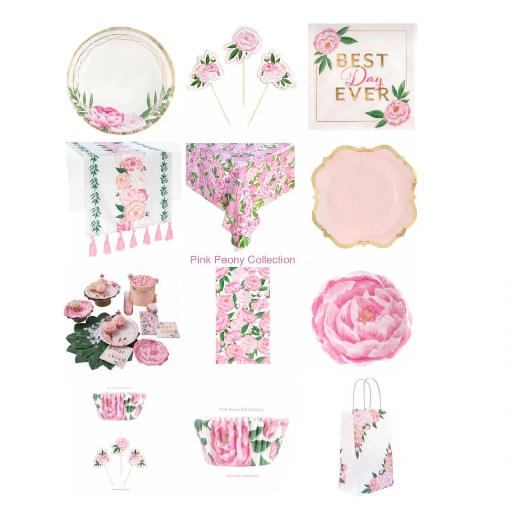 Set of 24 Peonies Guest Towels Hostess Napkins